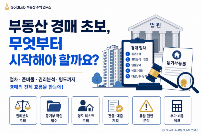 부동산 경매 초보, 무엇부터 시작해야 할까요? 대표 이미지 | GoldLab 부동산 수익 연구소