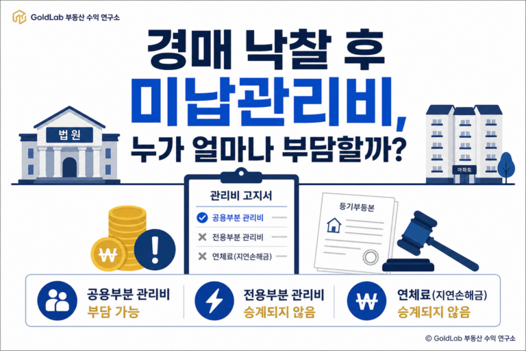 경매 낙찰 후 미납관리비, 누가 얼마나 부담할까? 대표 이미지 | GoldLab 부동산 수익 연구소