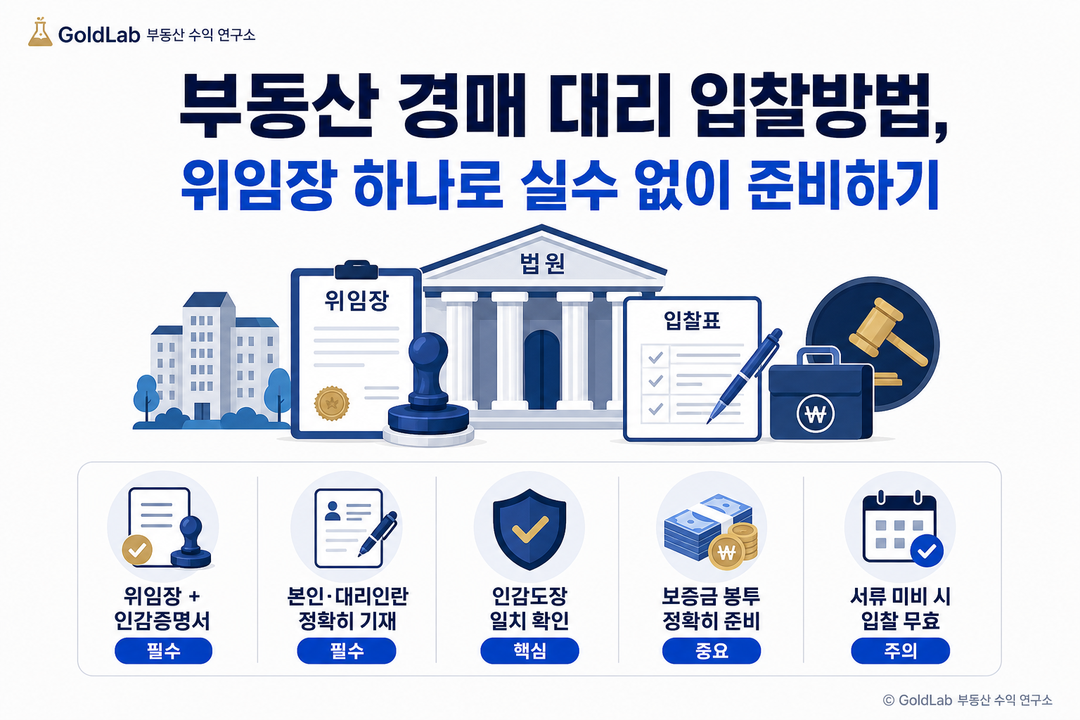 부동산 경매 대리 입찰방법, 위임장 하나로 실수 없이 준비하기 대표 이미지 | GoldLab 부동산 수익 연구소