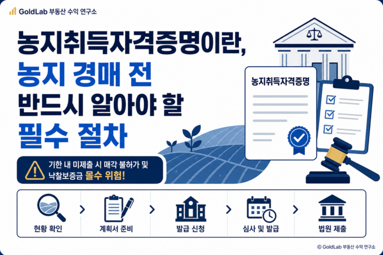 농지취득자격증명이란, 농지 경매 전 반드시 알아야 할 필수 절차 대표 이미지 | GoldLab 부동산 수익 연구소