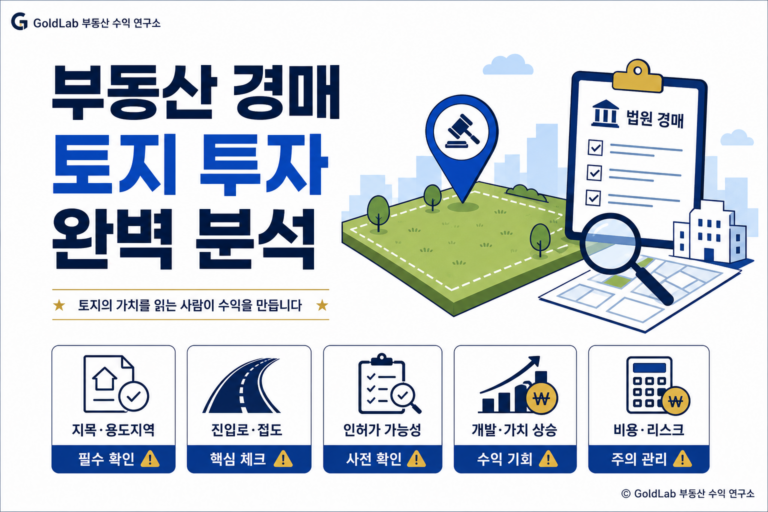 부동산 경매 토지 투자 완벽 분석 대표 이미지 | GoldLab 부동산 수익 연구소
