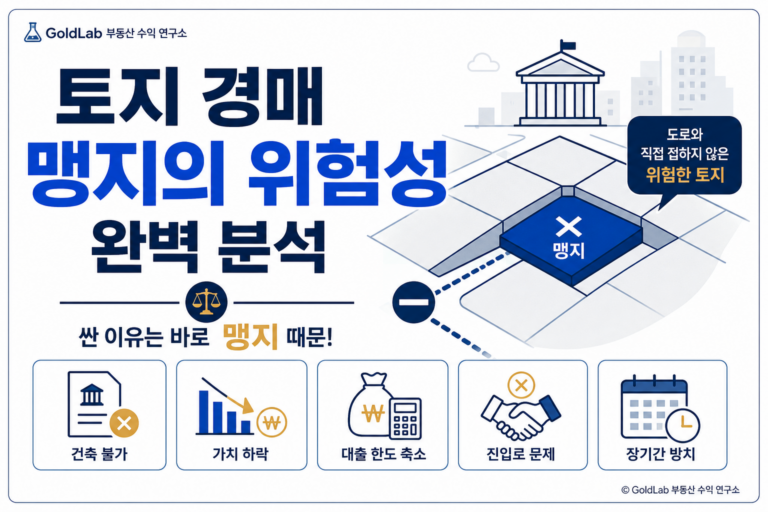 토지 경매 맹지의 위험성 완벽 분석 대표 이미지 | GoldLab 부동산 수익 연구소
