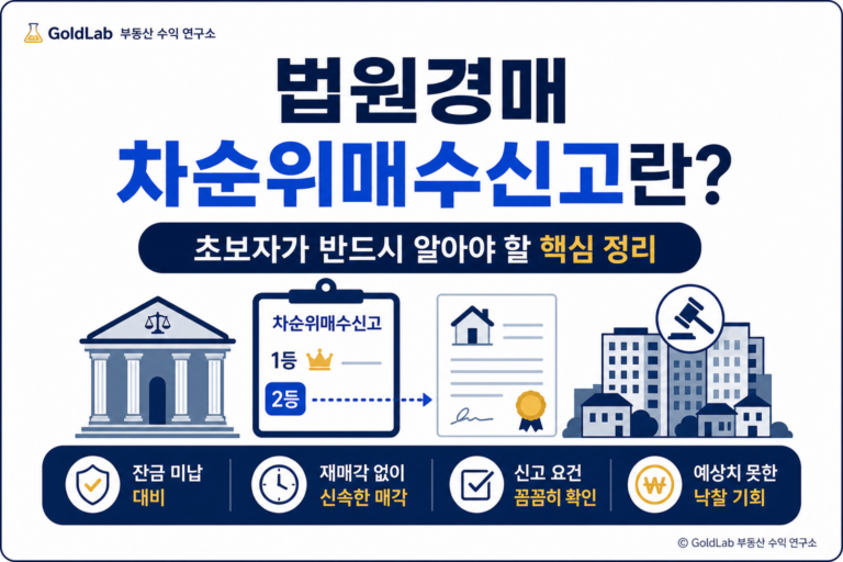 법원경매 차순위매수신고란? 초보자가 반드시 알아야 할 핵심 정리 대표 이미지 | GoldLab 부동산 수익 연구소