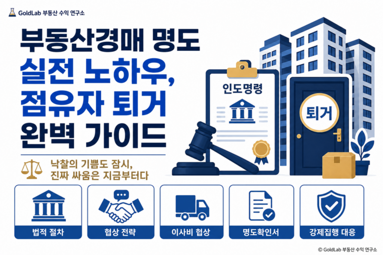 부동산경매 명도 실전 노하우, 점유자 퇴거 완벽 가이드 대표 이미지 | GoldLab 부동산 수익 연구소