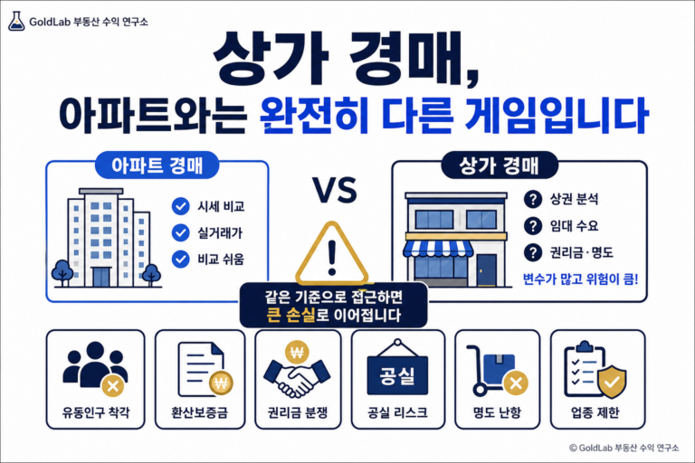 상가 경매, 아파트와는 완전히 다른 게임입니다 대표 이미지 | GoldLab 부동산 수익 연구소