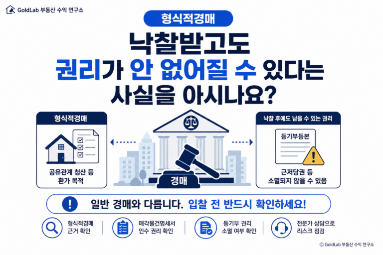 형식적경매, 낙찰받고도 권리가 안 없어질 수 있다는 사실을 아시나요 대표 이미지 | GoldLab 부동산 수익 연구소
