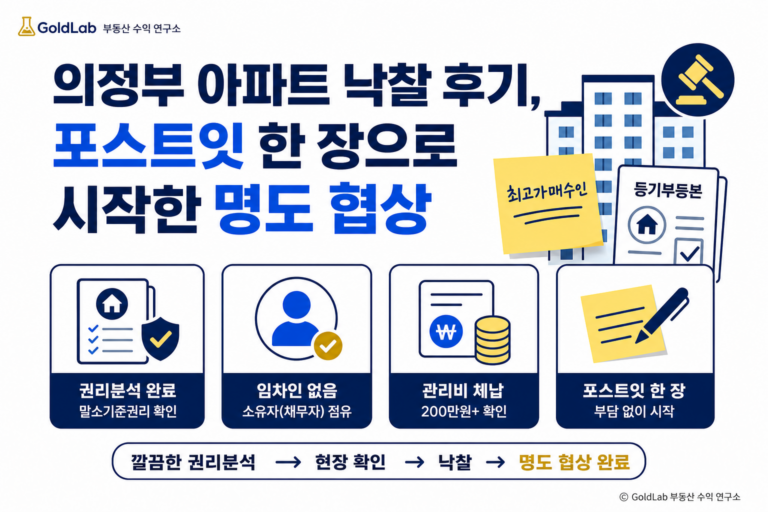 의정부 아파트 낙찰 후기, 포스트잇 한 장으로 시작한 명도 협상 대표 이미지 | GoldLab 부동산 수익 연구소