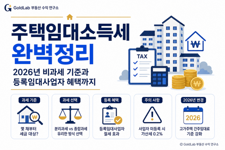 주택임대소득세 완벽정리, 2026년 비과세 기준과 등록임대사업자 혜택까지 대표 이미지 | GoldLab 부동산 수익 연구소