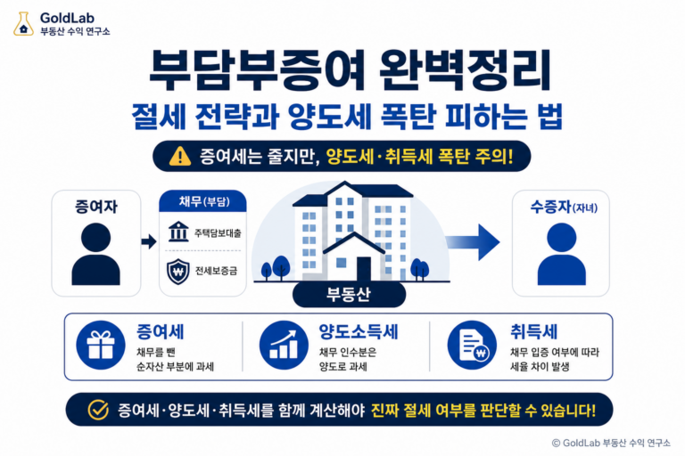 부담부증여 완벽정리, 절세 전략과 양도세 폭탄 피하는 법 대표 이미지 | GoldLab 부동산 수익 연구소