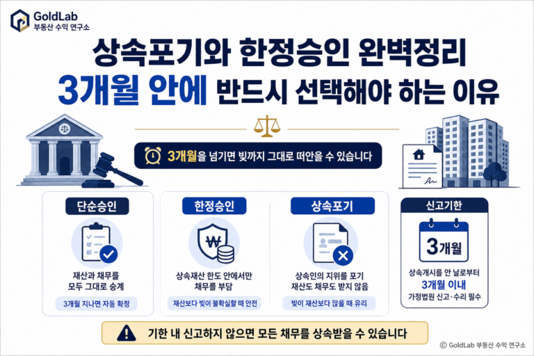 상속포기와 한정승인 완벽정리, 3개월 안에 반드시 선택해야 하는 이유 대표 이미지 | GoldLab 부동산 수익 연구소